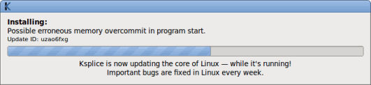 Ksplice Uptrack screenshot: installing updates