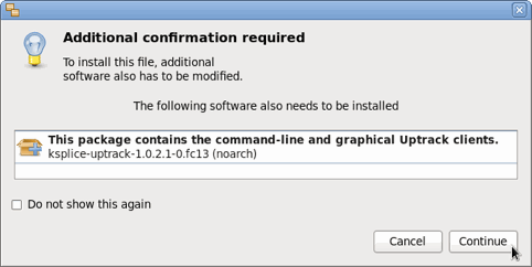 Screenshot: confirming package installation